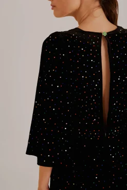  BLACK VELVET  SHORT SLEEVE MIDI DRESS