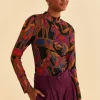  BLACK WILD HORSES TULLE BLOUSE