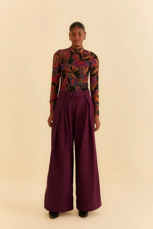  BLACK WILD HORSES TULLE BLOUSE