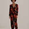 BLACK WINTER BLOOM V NECK JUMPSUIT