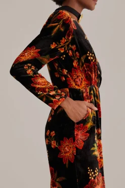  BLACK WINTER BLOOM V NECK JUMPSUIT