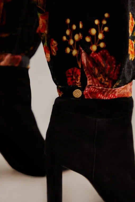  BLACK WINTER BLOOM V NECK JUMPSUIT