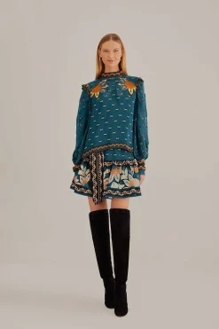  BLUE AINIKA CHILL LONG SLEEVE BLOUSE