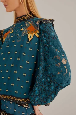  BLUE AINIKA CHILL LONG SLEEVE BLOUSE