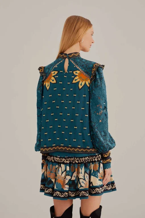  BLUE AINIKA CHILL LONG SLEEVE BLOUSE