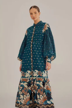  BLUE AINIKA CHILL MAXI SHIRTDRESS