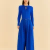  BLUE CANVAS MAXI PLEATED PANTS