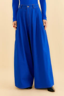  BLUE CANVAS MAXI PLEATED PANTS
