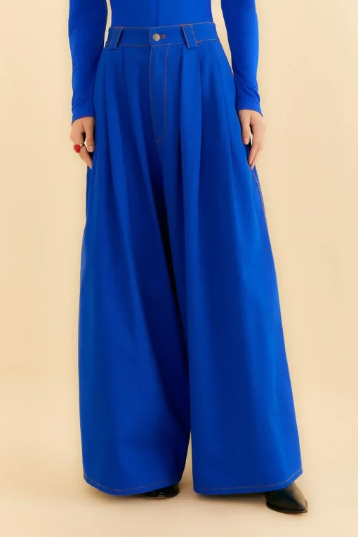  BLUE CANVAS MAXI PLEATED PANTS