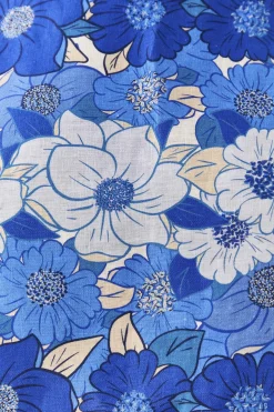  BLUE FLOWER STRIPES CROP TOP