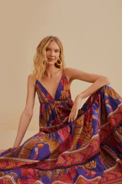  BLUE FOREST MOSAIC SLEEVELESS MAXI DRESS