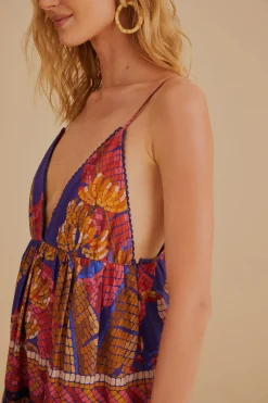  BLUE FOREST MOSAIC SLEEVELESS MAXI DRESS