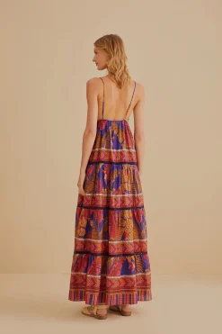  BLUE FOREST MOSAIC SLEEVELESS MAXI DRESS