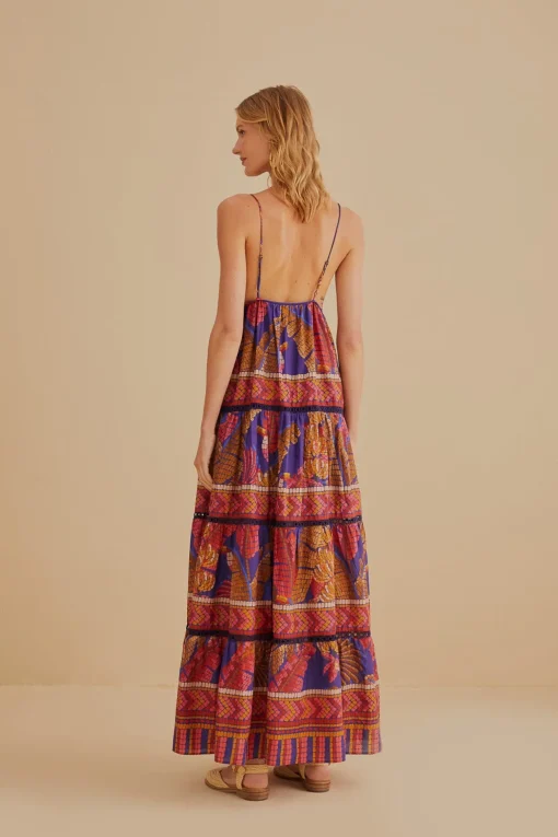  BLUE FOREST MOSAIC SLEEVELESS MAXI DRESS