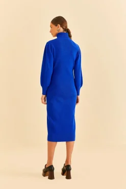  BLUE HEART NECKLINE KNIT DRESS