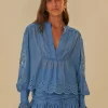  BLUE LONG SLEEVE ORGANIC COTTON BLOUSE