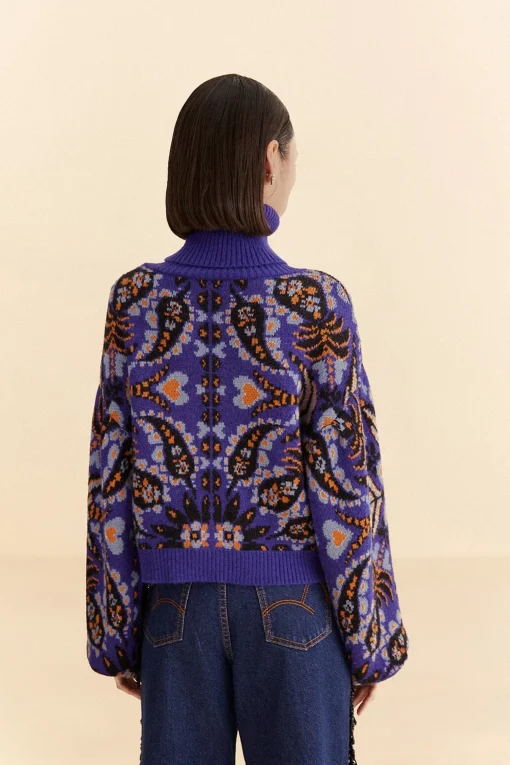  BLUE MARTINA SCARF SEQUIN EMBROIDERED KNIT CARDIGAN