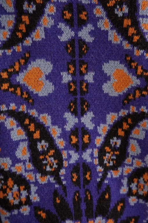  BLUE MARTINA SCARF SEQUIN EMBROIDERED KNIT CARDIGAN
