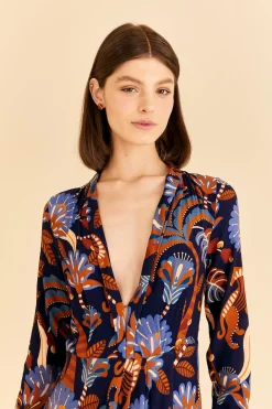  BLUE NATURE BEAUTY LONG SLEEVE MAXI DRESS
