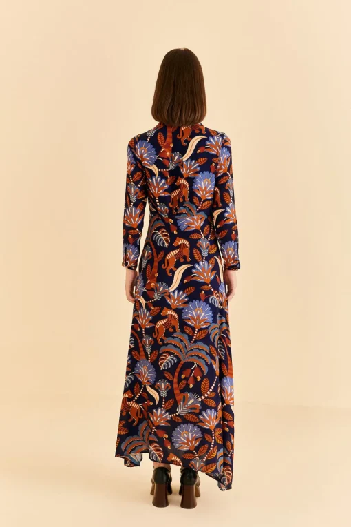  BLUE NATURE BEAUTY LONG SLEEVE MAXI DRESS