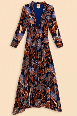  BLUE NATURE BEAUTY LONG SLEEVE MAXI DRESS