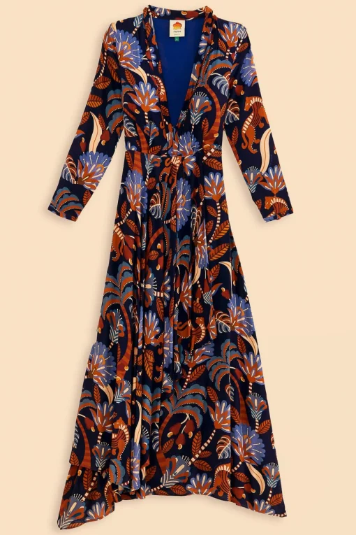  BLUE NATURE BEAUTY LONG SLEEVE MAXI DRESS