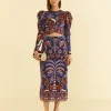  BLUE NATURE BEAUTY SCARF KNIT MIDI SKIRT