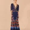  BLUE NATURE BEAUTY SHORT SLEEVE MAXI DRESS