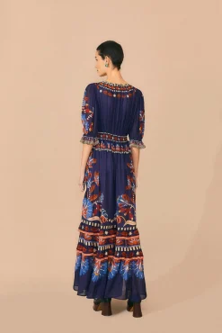  BLUE NATURE BEAUTY SHORT SLEEVE MAXI DRESS