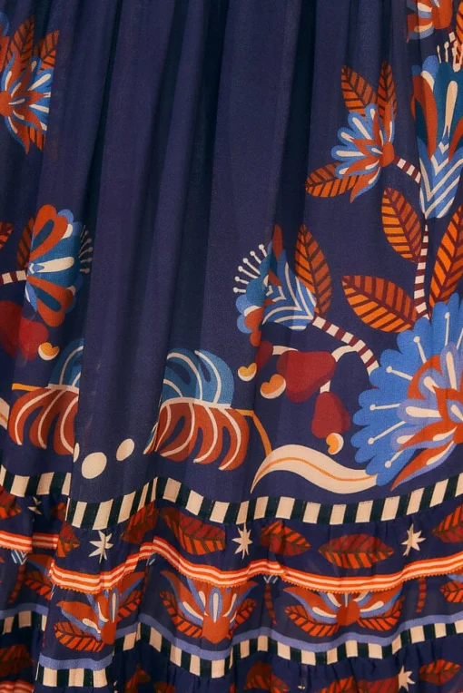 BLUE NATURE BEAUTY SHORT SLEEVE MAXI DRESS