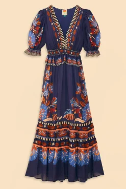  BLUE NATURE BEAUTY SHORT SLEEVE MAXI DRESS