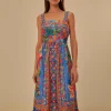  BLUE STITCHED GARDEN MAXI DRESS