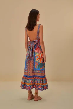  BLUE STITCHED GARDEN MAXI DRESS