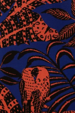  BLUE TROPICAL GOLD LONG SLEEVE DRESS