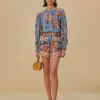  BLUE WONDERFUL BOUQUET EUROFLAX™ LINEN SHORTS