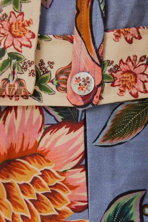  BLUE WONDERFUL BOUQUET EUROFLAX™ LINEN SHORTS