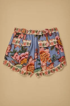  BLUE WONDERFUL BOUQUET EUROFLAX™ LINEN SHORTS