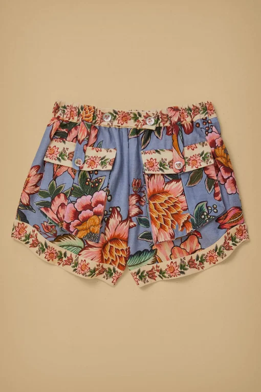  BLUE WONDERFUL BOUQUET EUROFLAX™ LINEN SHORTS