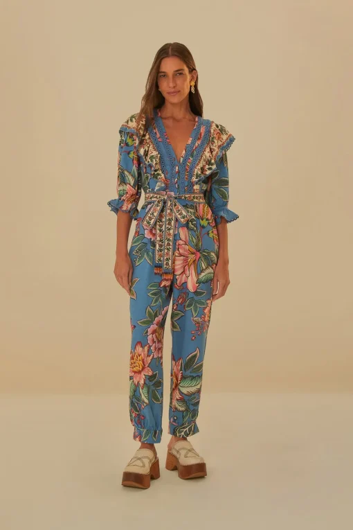  BLUE WONDERFUL BOUQUET LENZING™ ECOVERO™ EUROFLAX™ JUMPSUIT