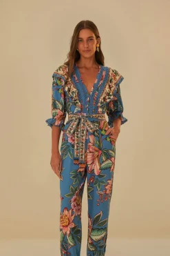  BLUE WONDERFUL BOUQUET LENZING™ ECOVERO™ EUROFLAX™ JUMPSUIT