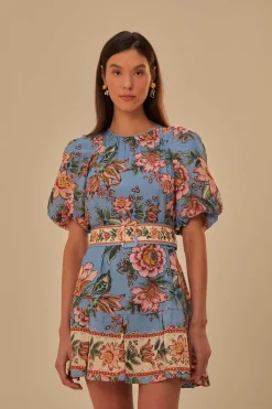  BLUE WONDERFUL BOUQUET MINI DRESS