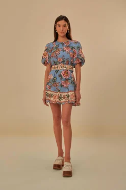  BLUE WONDERFUL BOUQUET MINI DRESS