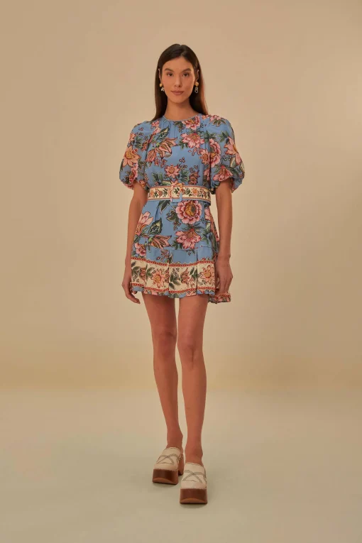 BLUE WONDERFUL BOUQUET MINI DRESS