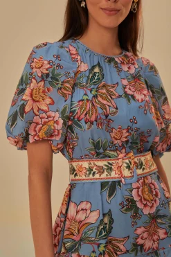  BLUE WONDERFUL BOUQUET MINI DRESS