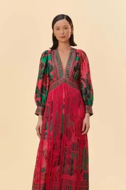  BLUSH FLORAL YARD FRINGE MAXI DRESS
