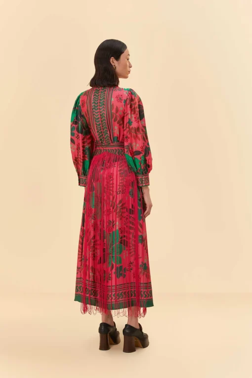  BLUSH FLORAL YARD FRINGE MAXI DRESS