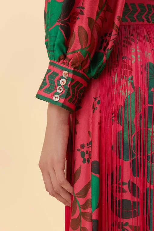  BLUSH FLORAL YARD FRINGE MAXI DRESS