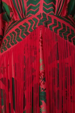  BLUSH FLORAL YARD FRINGE MAXI DRESS