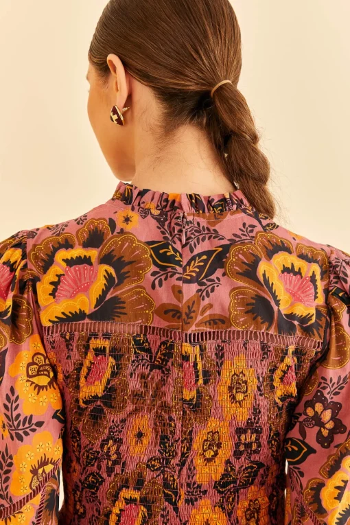  BLUSH GARDEN BLOOM SMOCKED BLOUSE