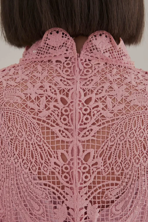  BLUSH PINK GUIPURE LONG SLEEVE BLOUSE